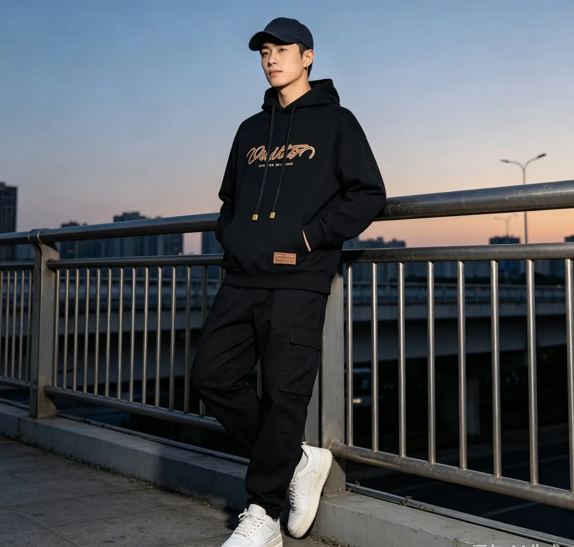 Louis Vuitton Signature Letter Pattern Printed Hooded Sweatshirt